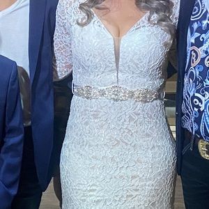 White beaded lace dress